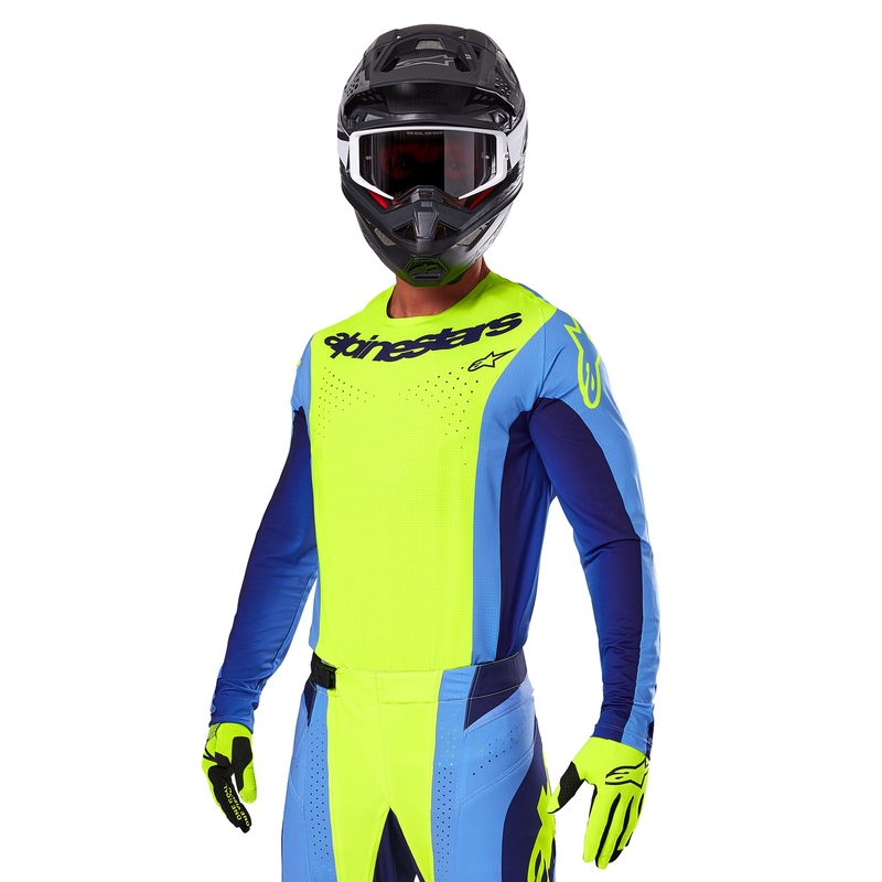 Motocross dres Alpinestars Techstar Melt fluo žuto-plavi
