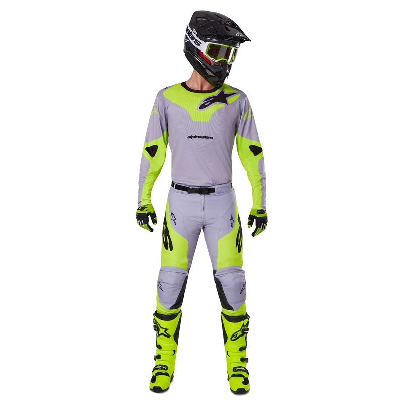 Motocross dres Alpinestars Racer Veil sivo-fluo žuti