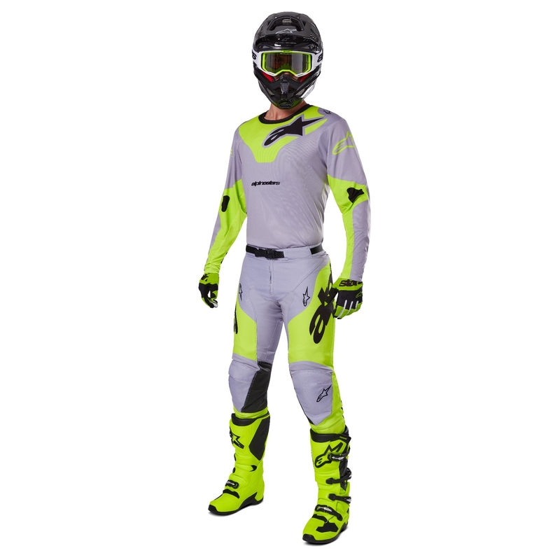 Motocross dres Alpinestars Racer Veil sivo-fluo žuti