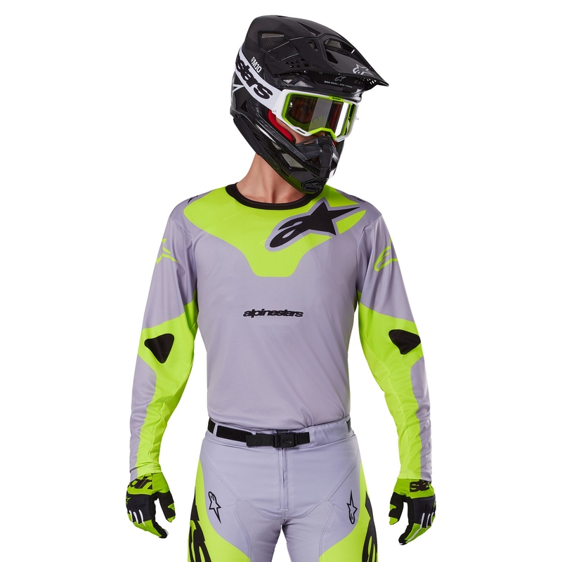Motocross dres Alpinestars Racer Veil sivo-fluo žuti