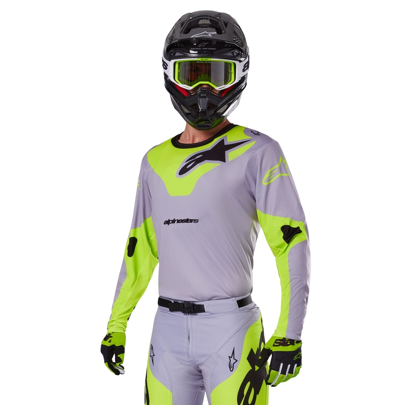 Motocross dres Alpinestars Racer Veil sivo-fluo žuti