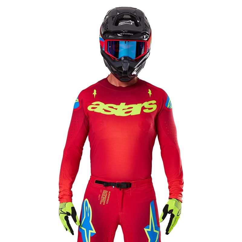 Alpinestars Supertech Maker motocross majica crveno-fluo žuta