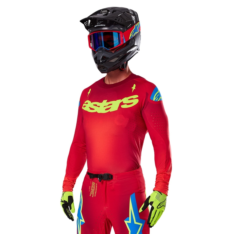 Alpinestars Supertech Maker motocross majica crveno-fluo žuta