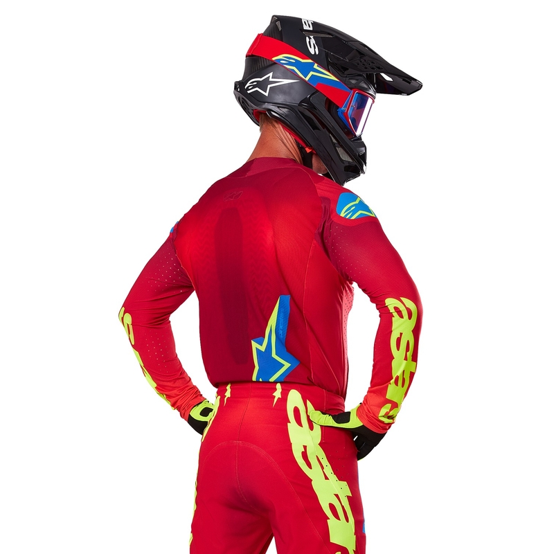 Alpinestars Supertech Maker motocross majica crveno-fluo žuta