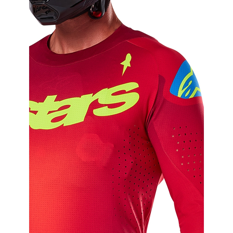 Alpinestars Supertech Maker motocross majica crveno-fluo žuta