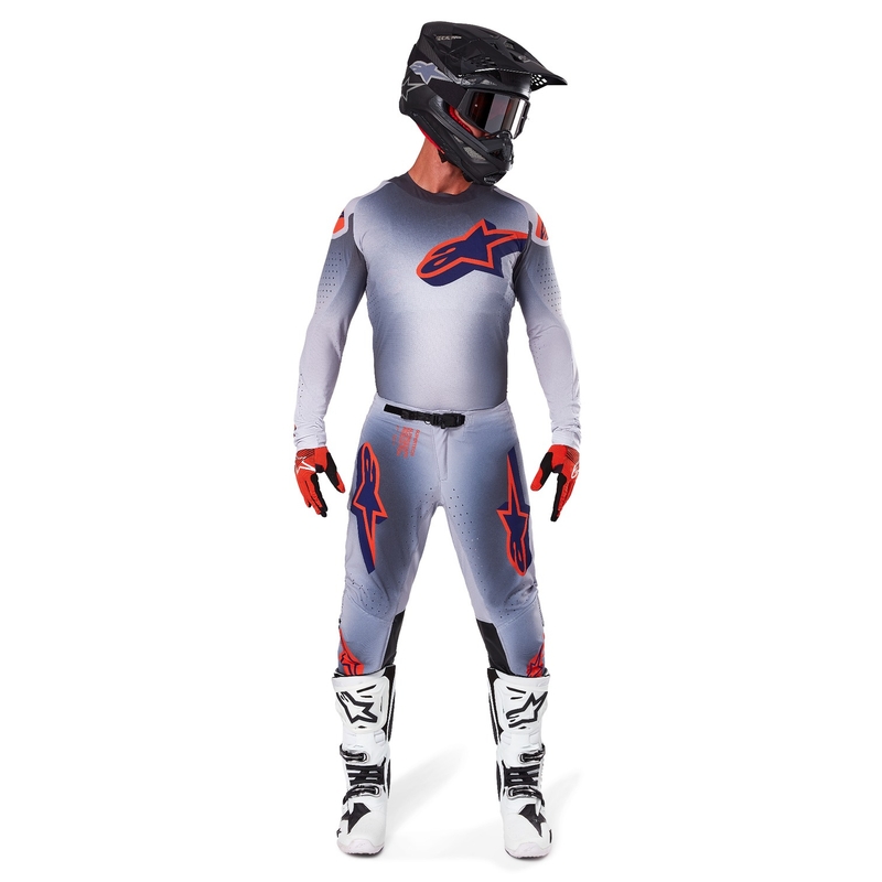 Motocross dres Alpinestars Supertech Lipan sivo-fluo narančasti