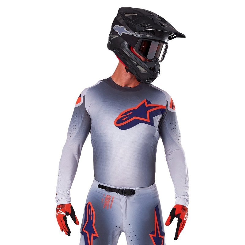 Motocross dres Alpinestars Supertech Lipan sivo-fluo narančasti