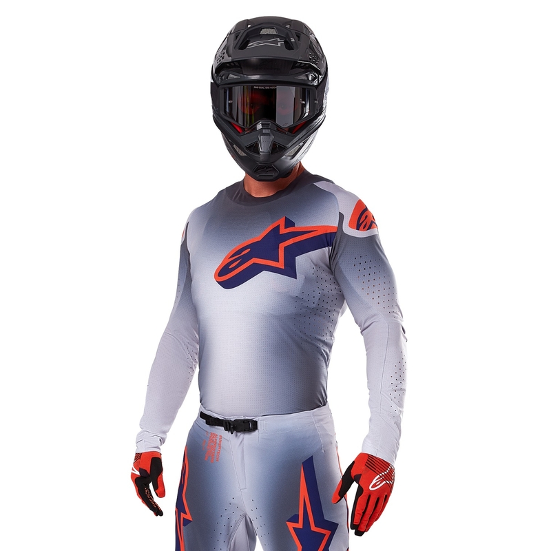 Motocross dres Alpinestars Supertech Lipan sivo-fluo narančasti