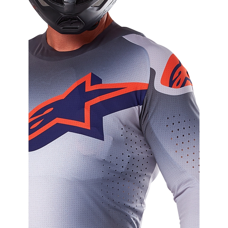 Motocross dres Alpinestars Supertech Lipan sivo-fluo narančasti