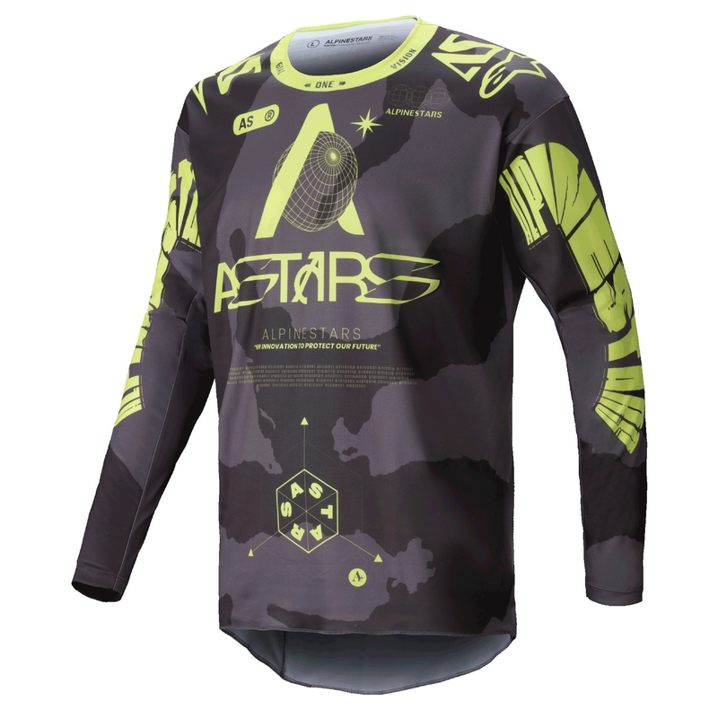 Alpinestars Racer Hollow motocross majica tamno kamuflažno-fluo žuta