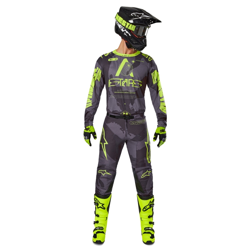 Alpinestars Racer Hollow motocross majica tamno kamuflažno-fluo žuta