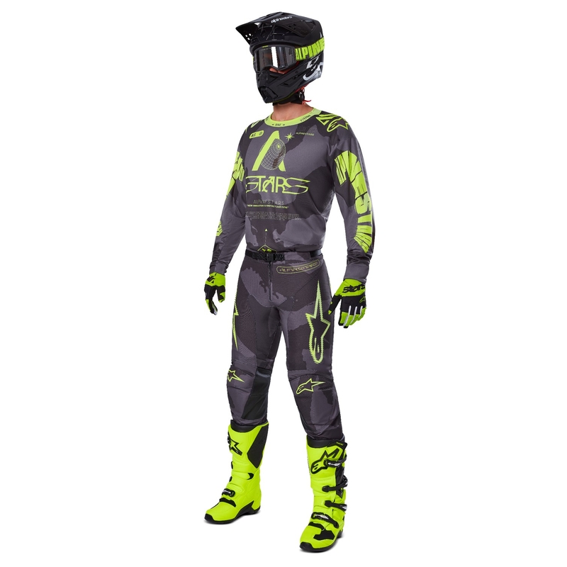 Alpinestars Racer Hollow motocross majica tamno kamuflažno-fluo žuta