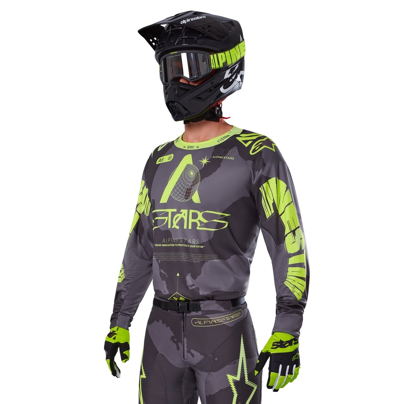 Alpinestars Racer Hollow motocross majica tamno kamuflažno-fluo žuta