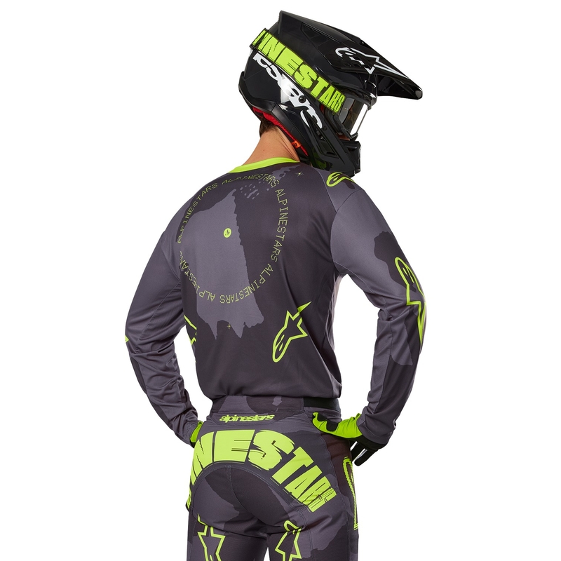 Alpinestars Racer Hollow motocross majica tamno kamuflažno-fluo žuta