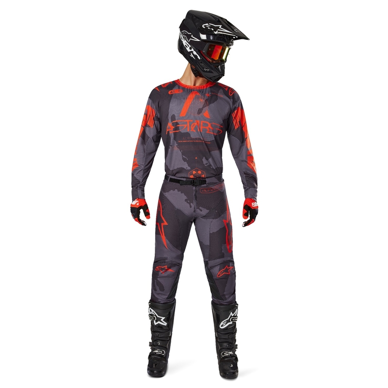 Motocross majica Alpinestars Racer Hollow siva camo-fluo narančasta