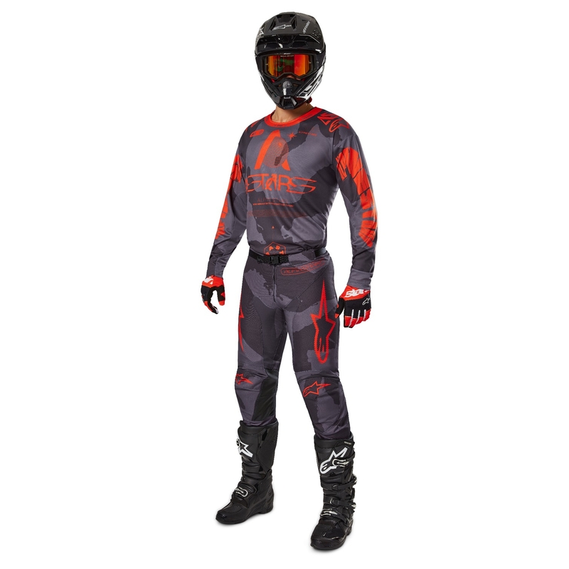 Motocross majica Alpinestars Racer Hollow siva camo-fluo narančasta