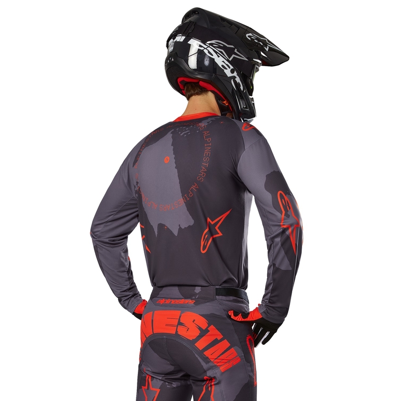 Motocross majica Alpinestars Racer Hollow siva camo-fluo narančasta