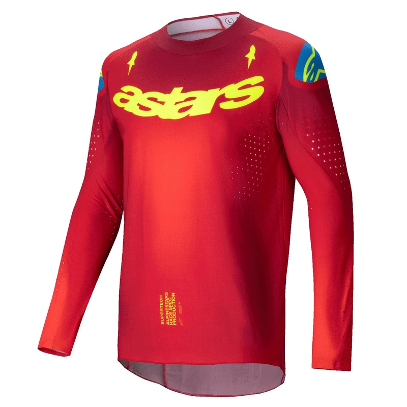 Alpinestars Supertech Maker motocross majica crveno-fluo žuta