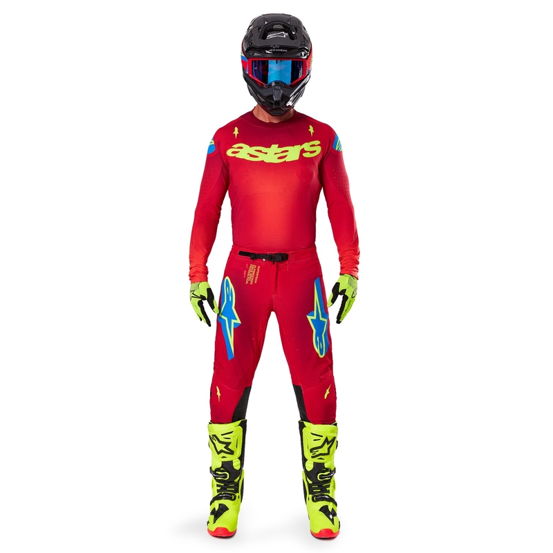 Alpinestars Supertech Maker motocross hlače crveno-fluo žute