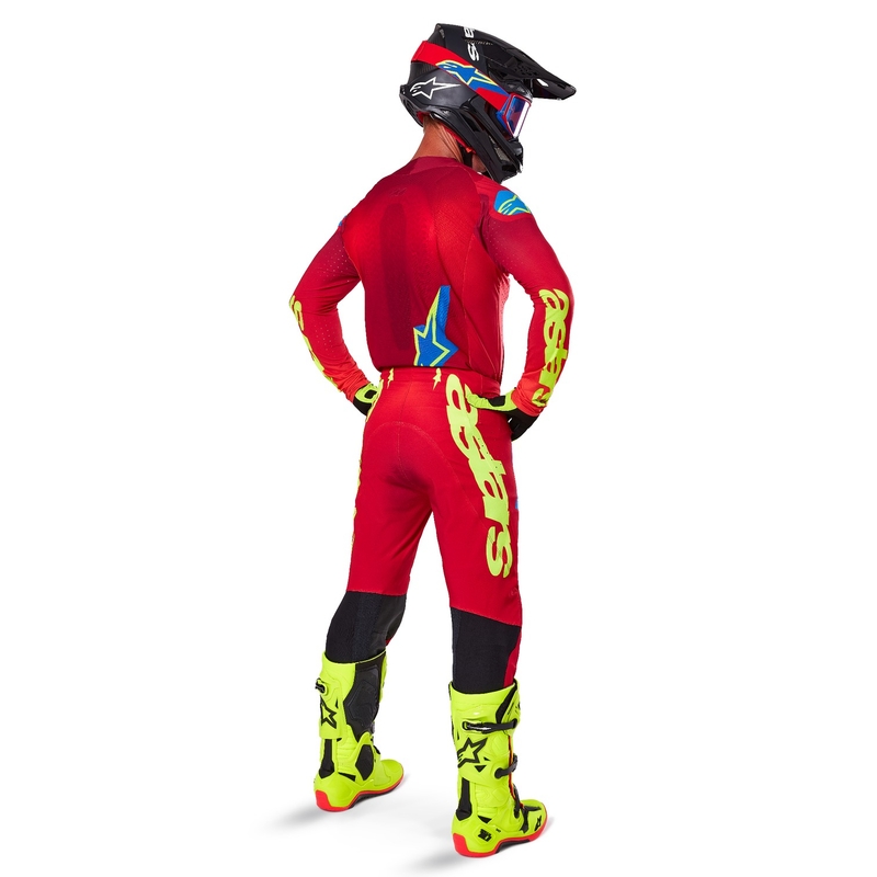 Alpinestars Supertech Maker motocross hlače crveno-fluo žute
