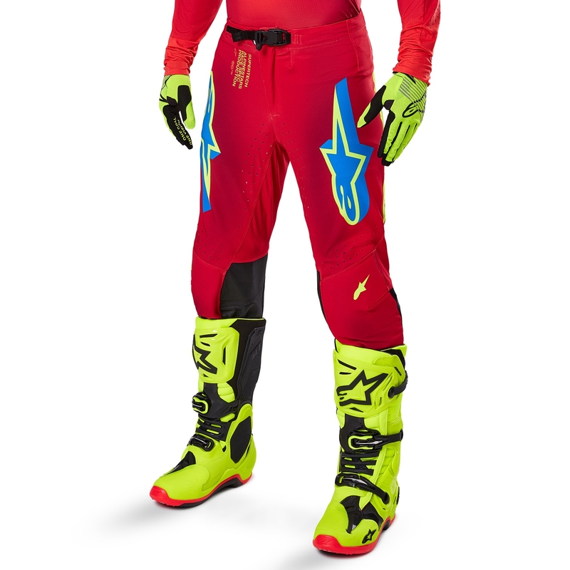 Alpinestars Supertech Maker motocross hlače crveno-fluo žute