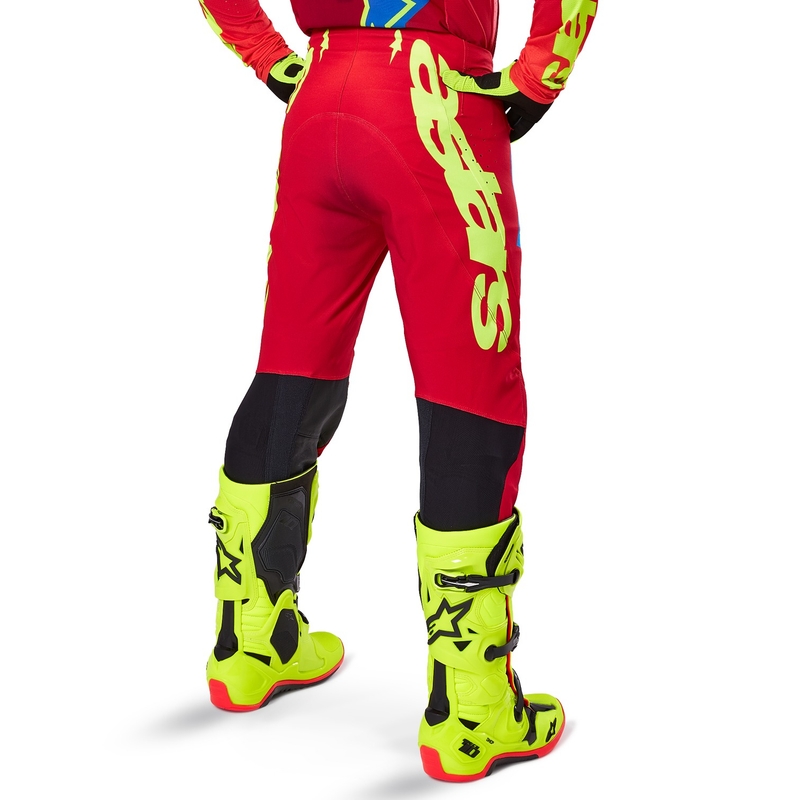 Alpinestars Supertech Maker motocross hlače crveno-fluo žute