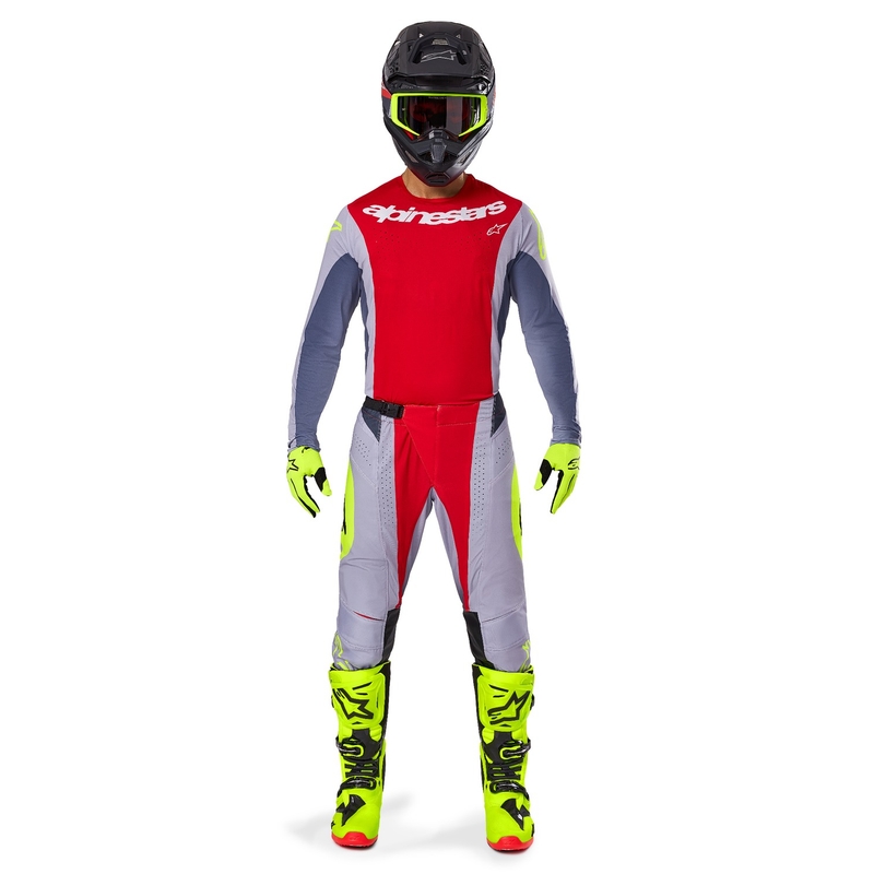 Alpinestars Techstar Melt motocross hlače crveno-sive