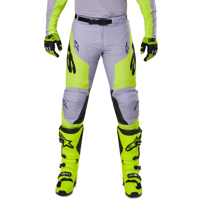 Motocross hlače Alpinestars Racer Veil sivo-fluo žute
