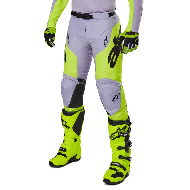Motocross hlače Alpinestars Racer Veil sivo-fluo žute