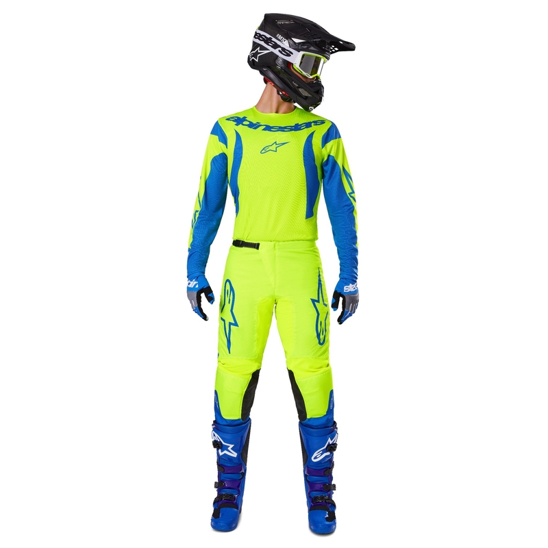 Alpinestars Fluid Haul motocross hlače fluo žuto-plave