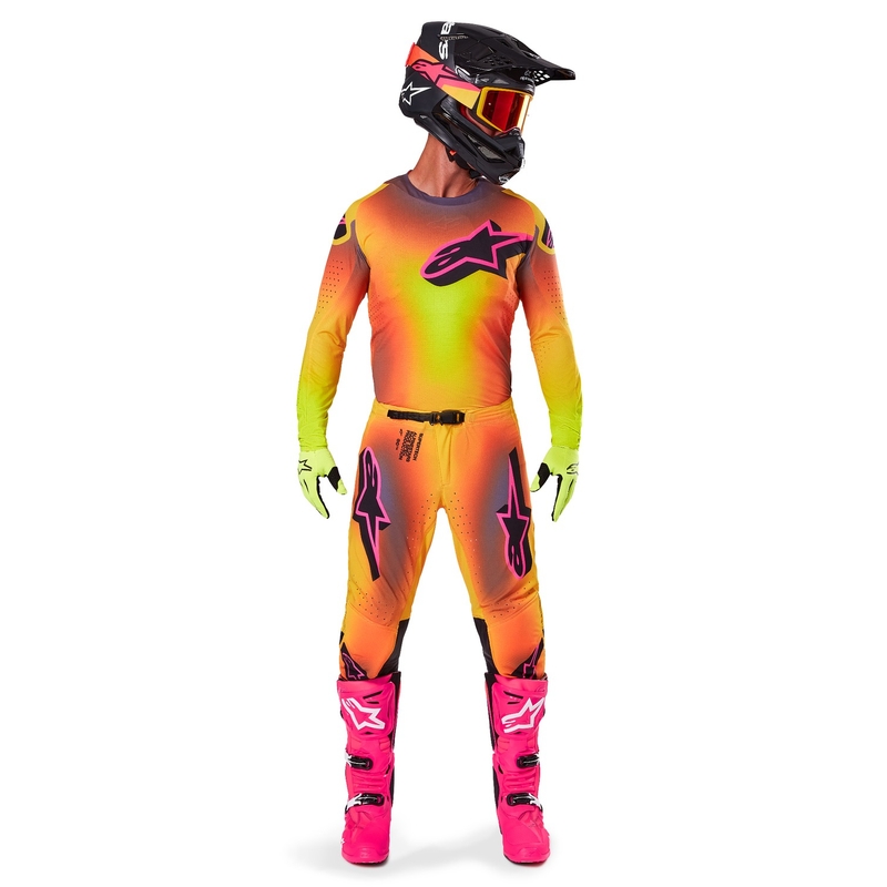 Motocross hlače Alpinestars Supertech Lipan žuto-roze