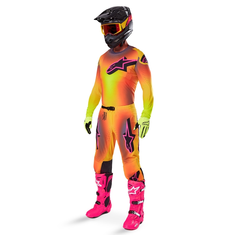 Motocross hlače Alpinestars Supertech Lipan žuto-roze