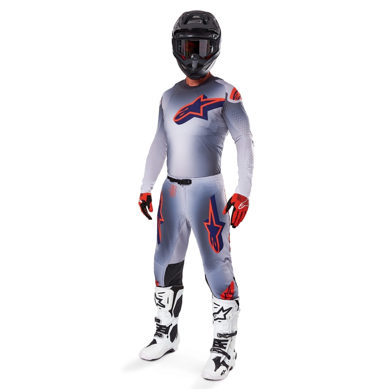 Motocross hlače Alpinestars Supertech Lipan sivo-fluo narančaste