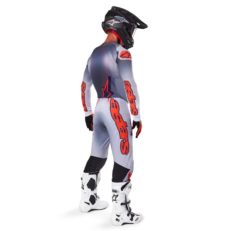 Motocross hlače Alpinestars Supertech Lipan sivo-fluo narančaste