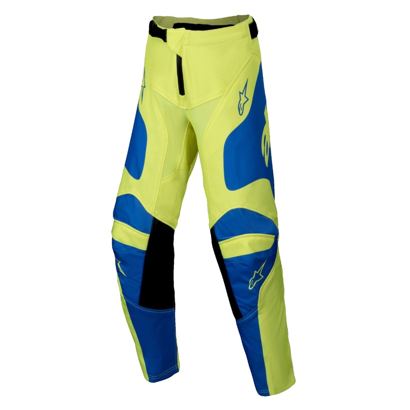 Dječje motocross hlače Alpinestars Racer Veil fluo žuto-plave