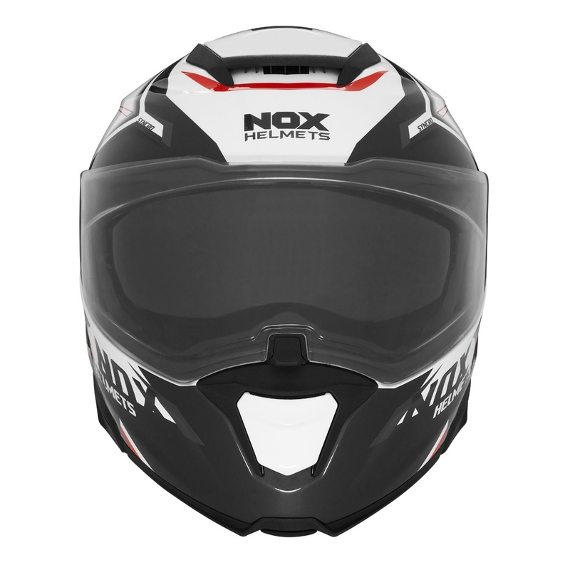 Motociklistička kaciga na preklop NOX N967 Synchro bijelo-crno-crvena