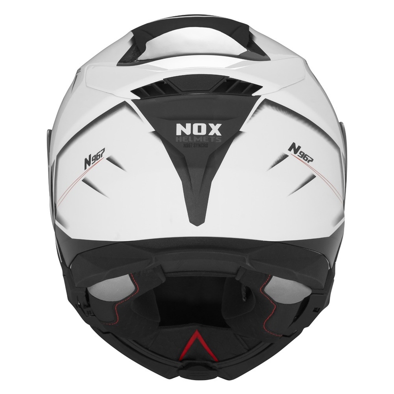 Motociklistička kaciga na preklop NOX N967 Synchro bijelo-crno-crvena