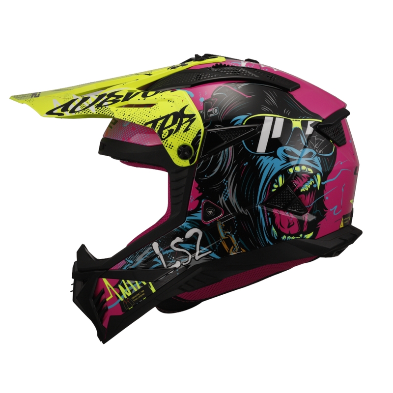 Motocross kaciga LS2 MX708 Fast II Gorilla ljubičasto-žuta