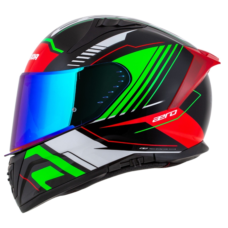 Cassida Aero Drome integralna motociklistička kaciga crno-crveno-zeleno-bijela