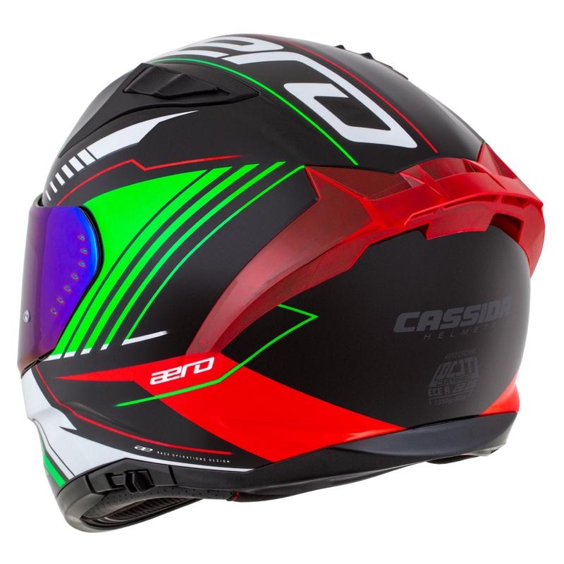 Cassida Aero Drome integralna motociklistička kaciga crno-crveno-zeleno-bijela