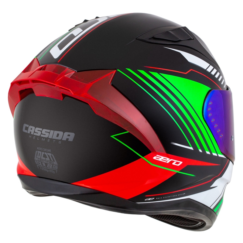 Cassida Aero Drome integralna motociklistička kaciga crno-crveno-zeleno-bijela