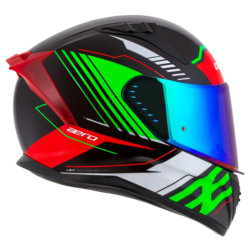 Cassida Aero Drome integralna motociklistička kaciga crno-crveno-zeleno-bijela