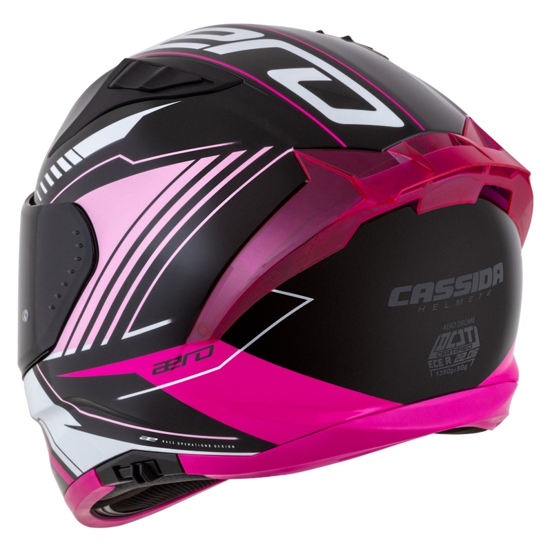 Crno-ružičasto-bijela integralna motociklistička kaciga Cassida Aero Drome