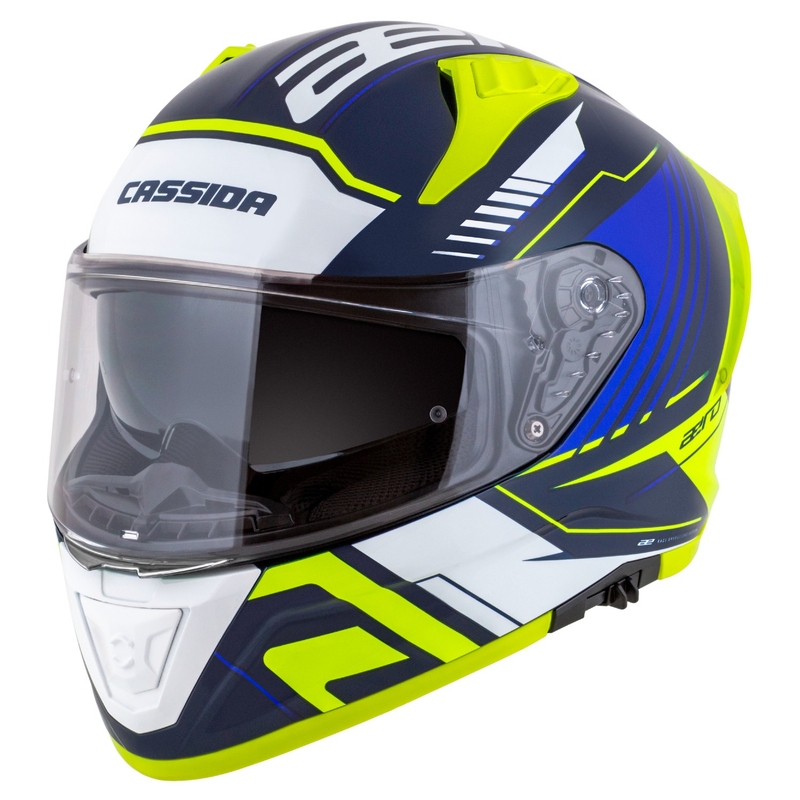 Cassida Aero Drome integralna moto kaciga plavo-fluo žuto-svijetlo plavo-bijela
