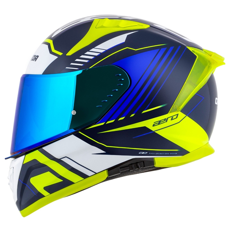 Cassida Aero Drome integralna moto kaciga plavo-fluo žuto-svijetlo plavo-bijela