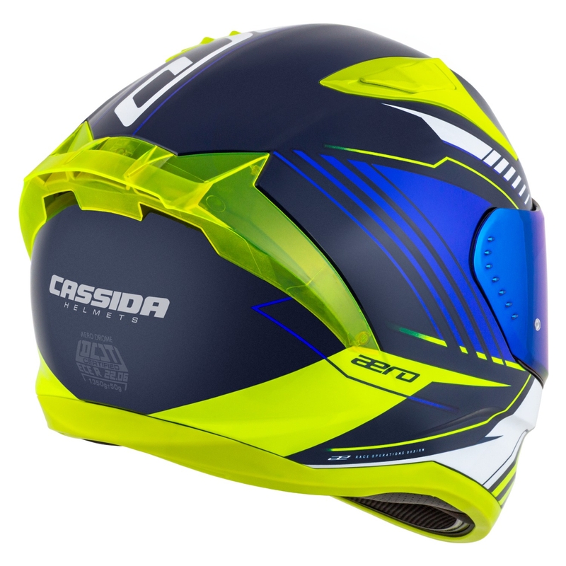 Cassida Aero Drome integralna moto kaciga plavo-fluo žuto-svijetlo plavo-bijela