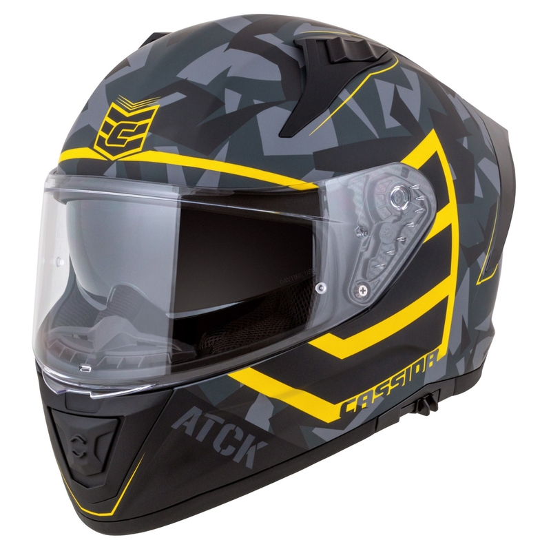 Integralna moto kaciga Cassida Aero camo sivo-crno-fluo žuta