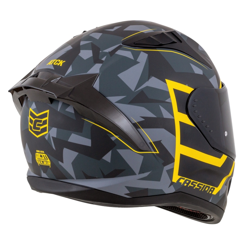 Integralna moto kaciga Cassida Aero camo sivo-crno-fluo žuta