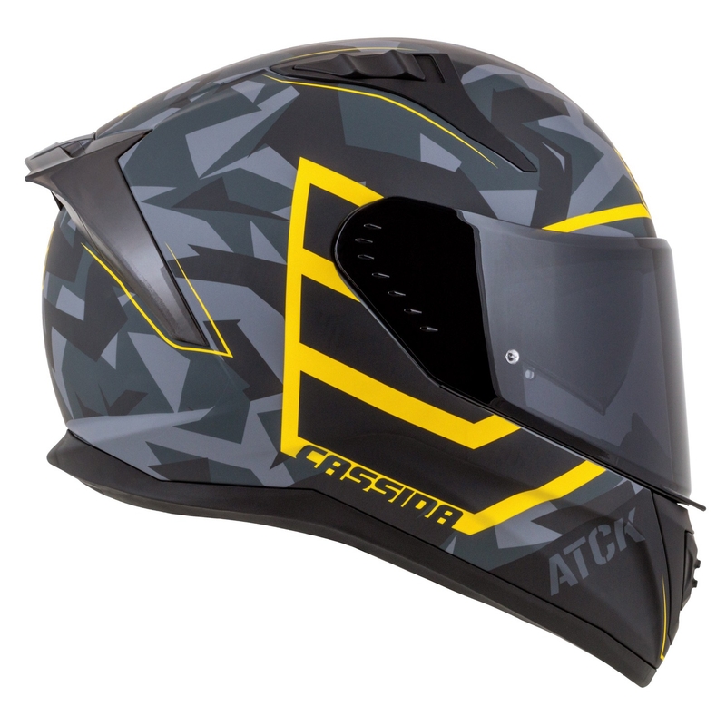 Integralna moto kaciga Cassida Aero camo sivo-crno-fluo žuta