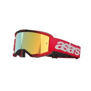 Alpinestars Vision 5 Blaze Red naočale za motocross sa zrcalnim zlatnim pleksiglasom